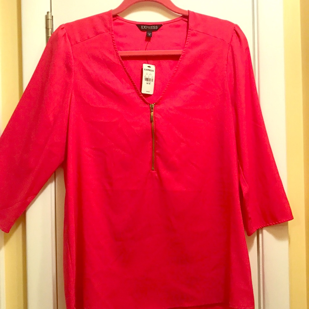 NWT Express Hot Pink Zip Blouse